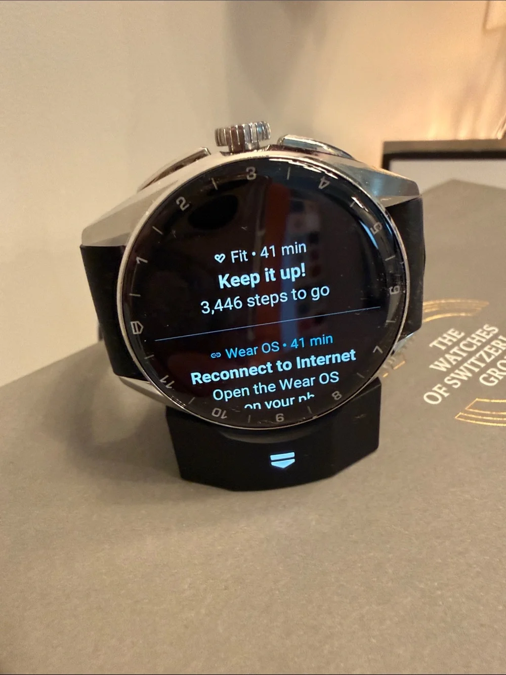 Tag Heuer Smartwatch with Black Silicone Band and Silver Case